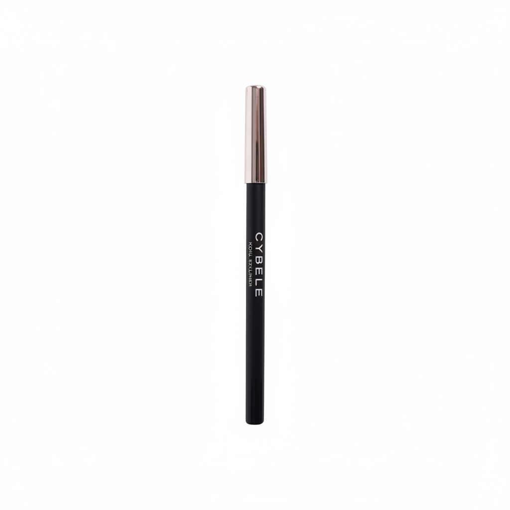 Cybele black kohl eyeliner pencil with silver tip on white background