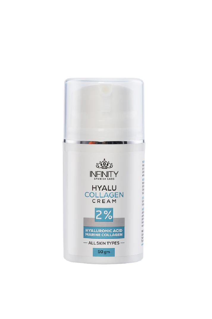 Infinity Hyalu Collagen Cream 2% Hyaluronic Acid Marine Collagen All Skin Types 50gm