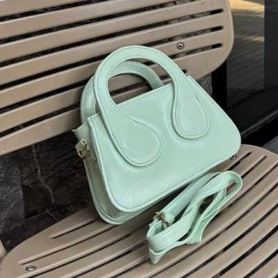 Mini Structured Crossbody Bag Mint Green Silver Hardware 23x14cm
