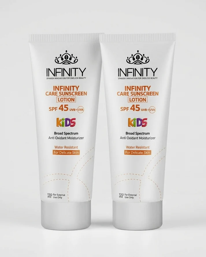 Infinity Care Sunscreen Lotion SPF 45 Kids Broad Spectrum Water Resistant 120ml