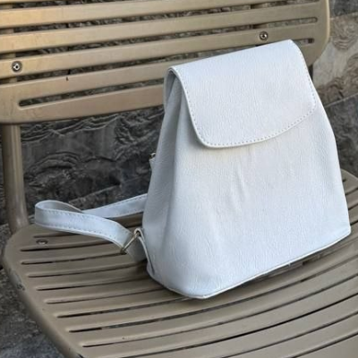Mini Flap Backpack White 22x20cm