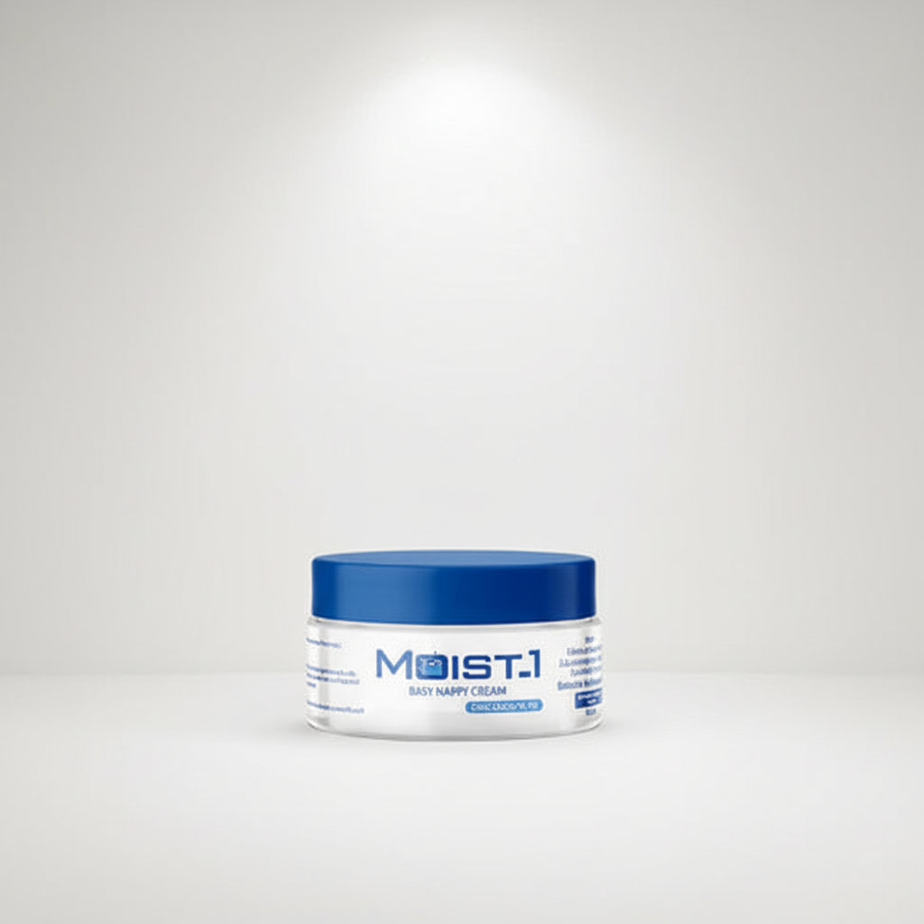 Jar of Moist-1 hair cream on a white background
