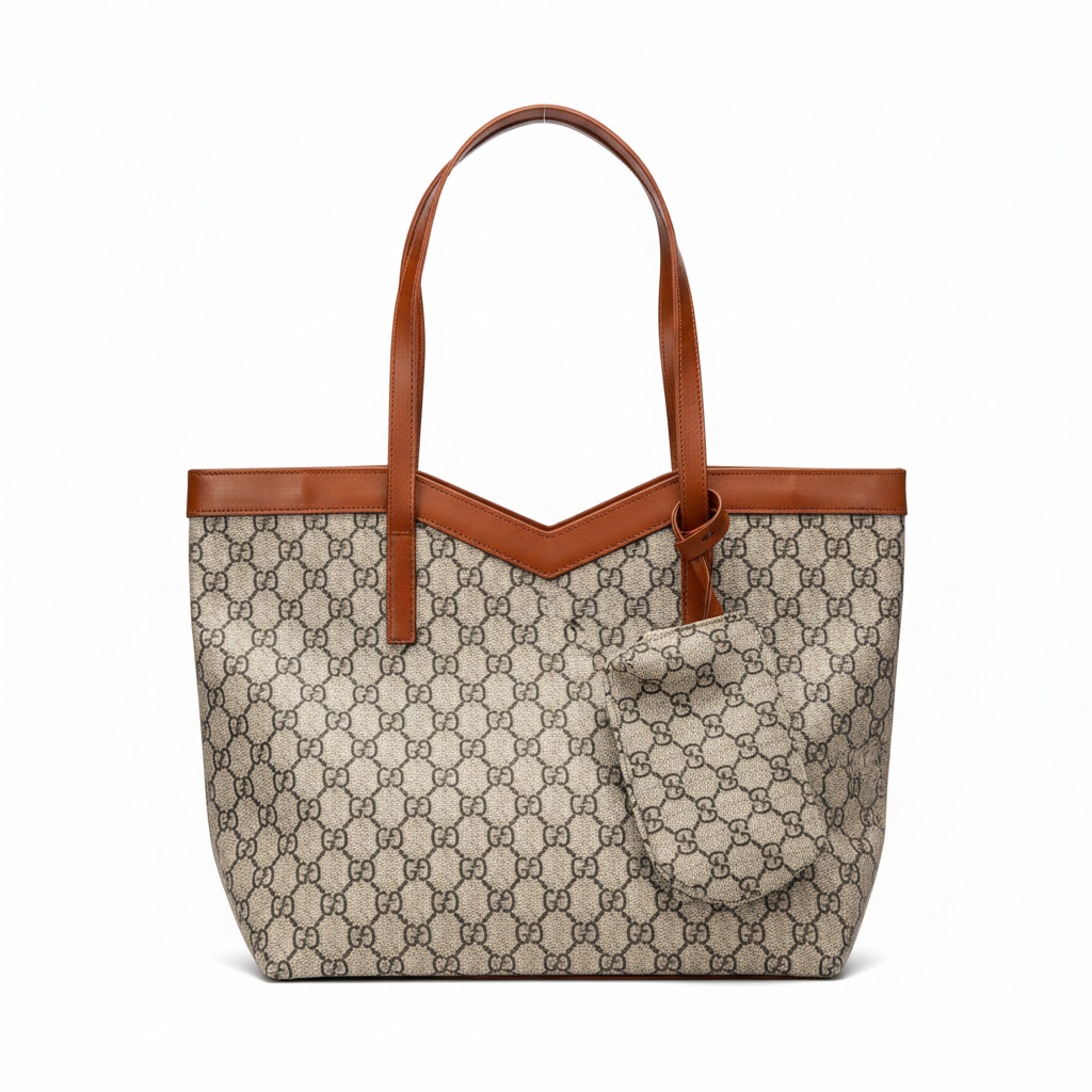 Monogram tote with brown trim - saturated colors