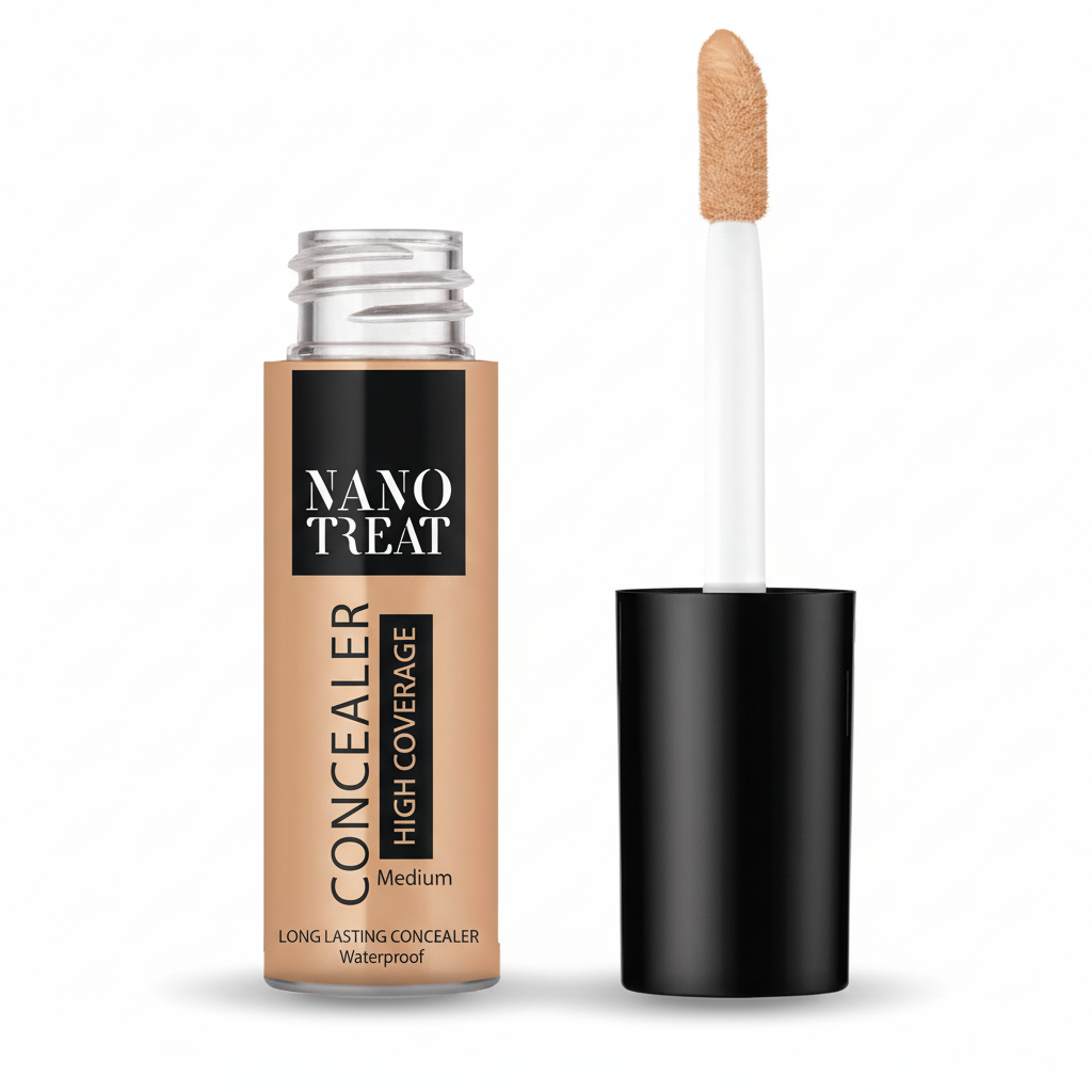 Nano Treat concealer bottle with applicator on a white background