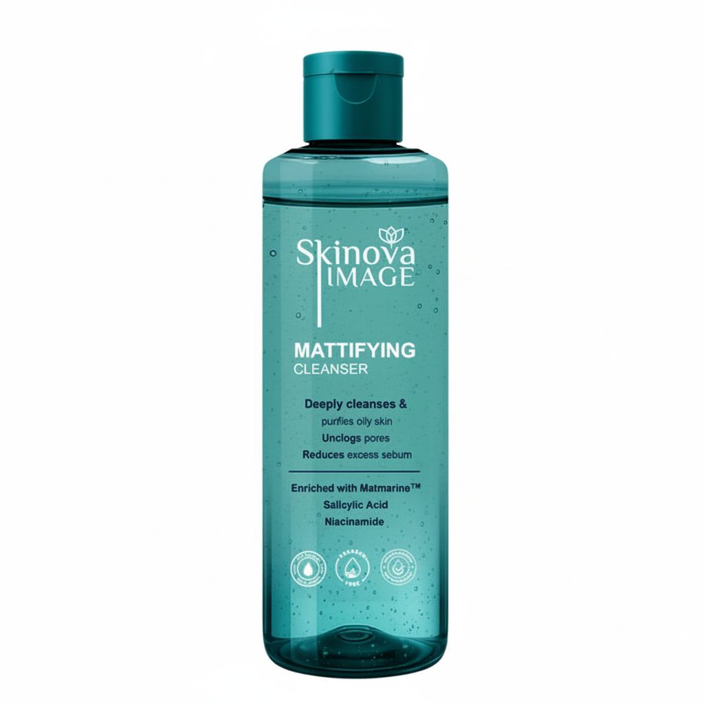 Skinova Mattifying Cleanser with pure white background