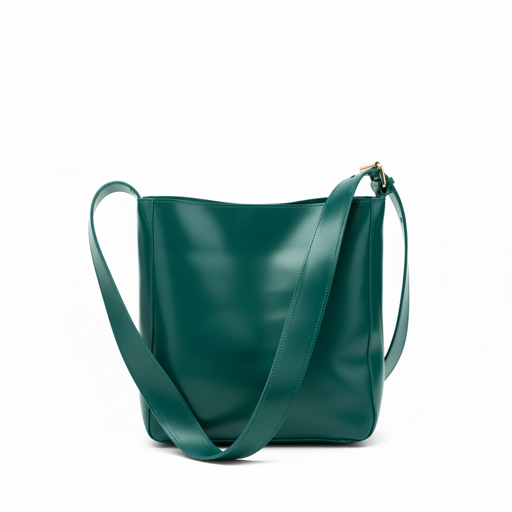 Teal turquoise green leather crossbody tote