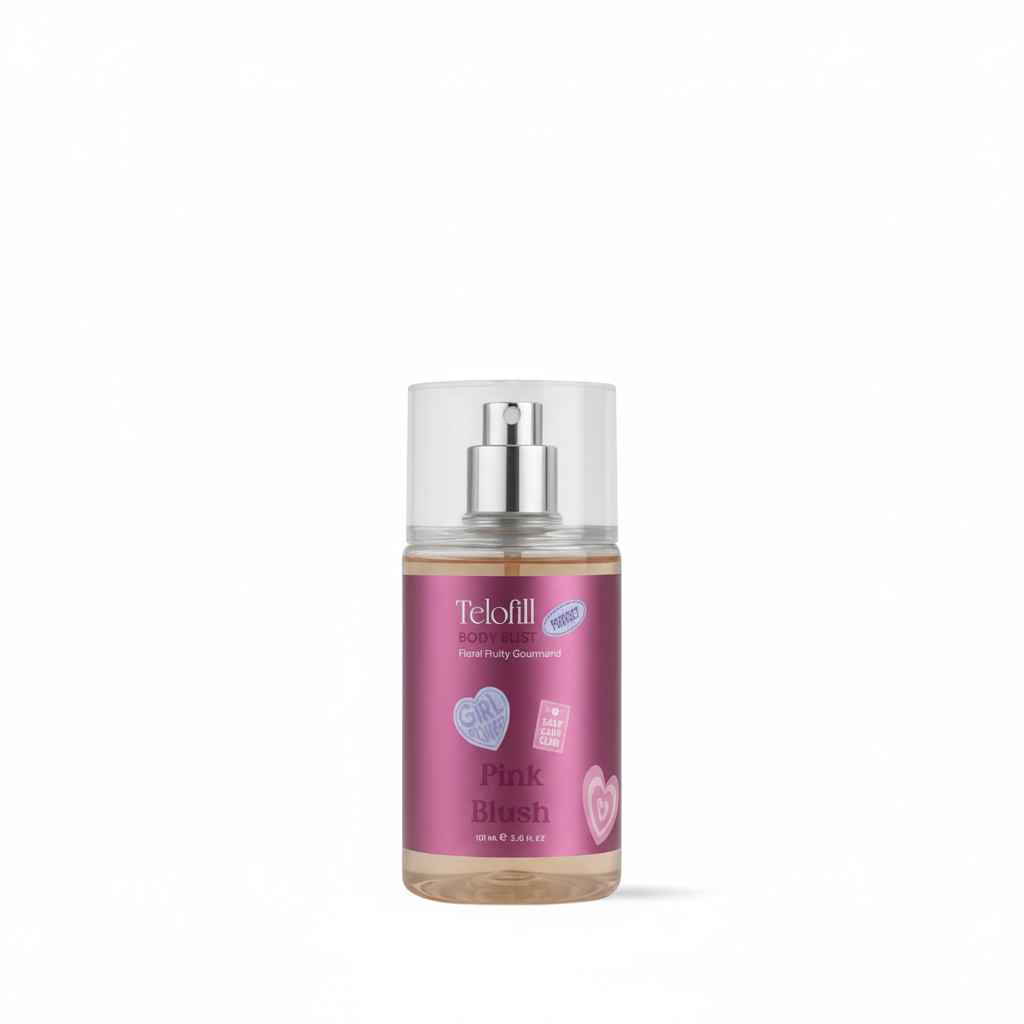 Bottle of Telofill Pink Blush on a white background