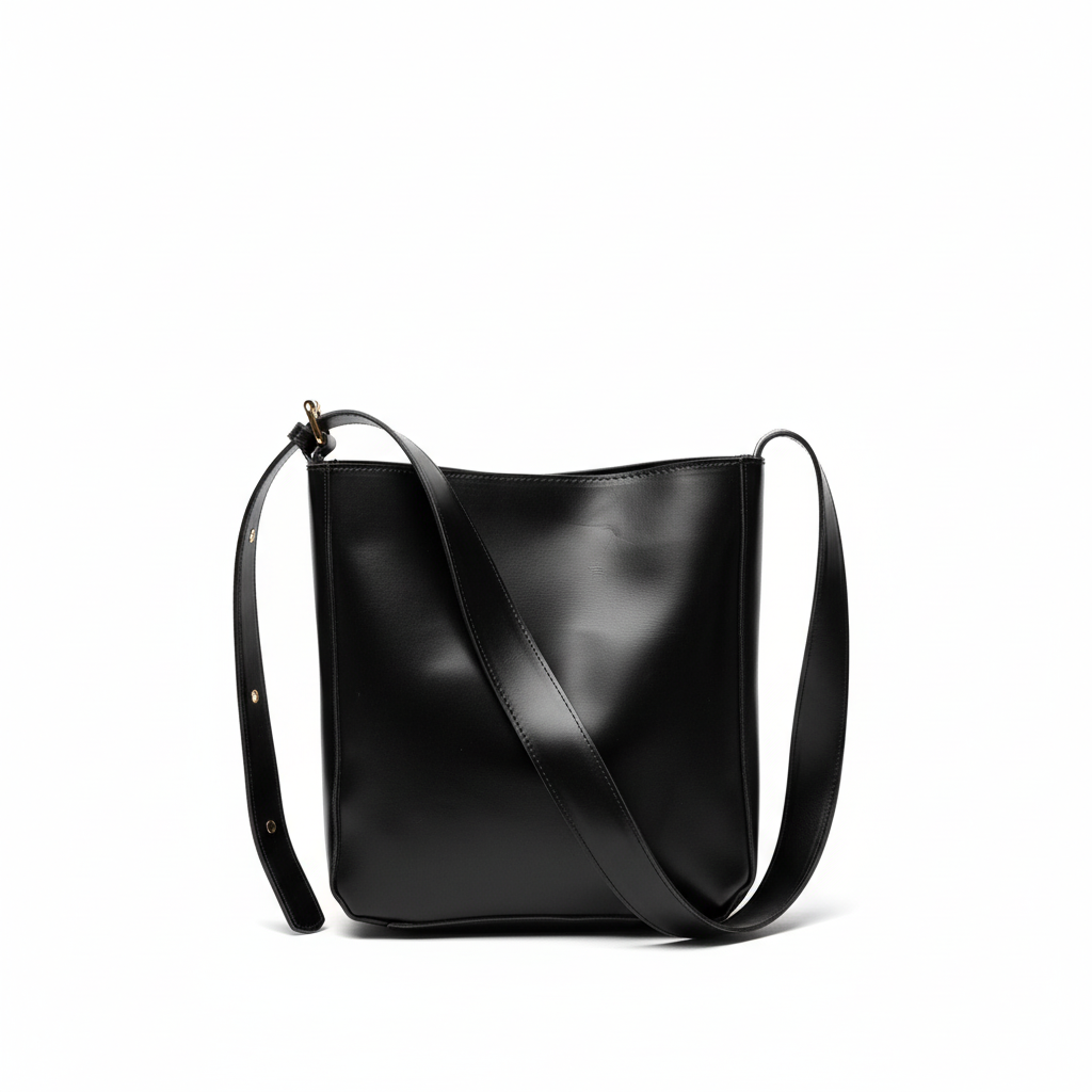 Black leather tote - saturated colors
