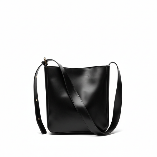 Black leather tote - saturated colors