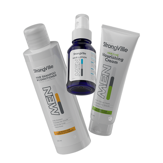 StrongVille Men complete hair care set with shampoo lotion and cream