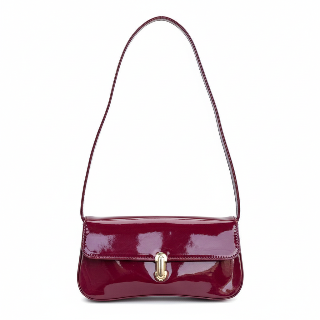 Burgundy patent leather shoulder bag - saturated