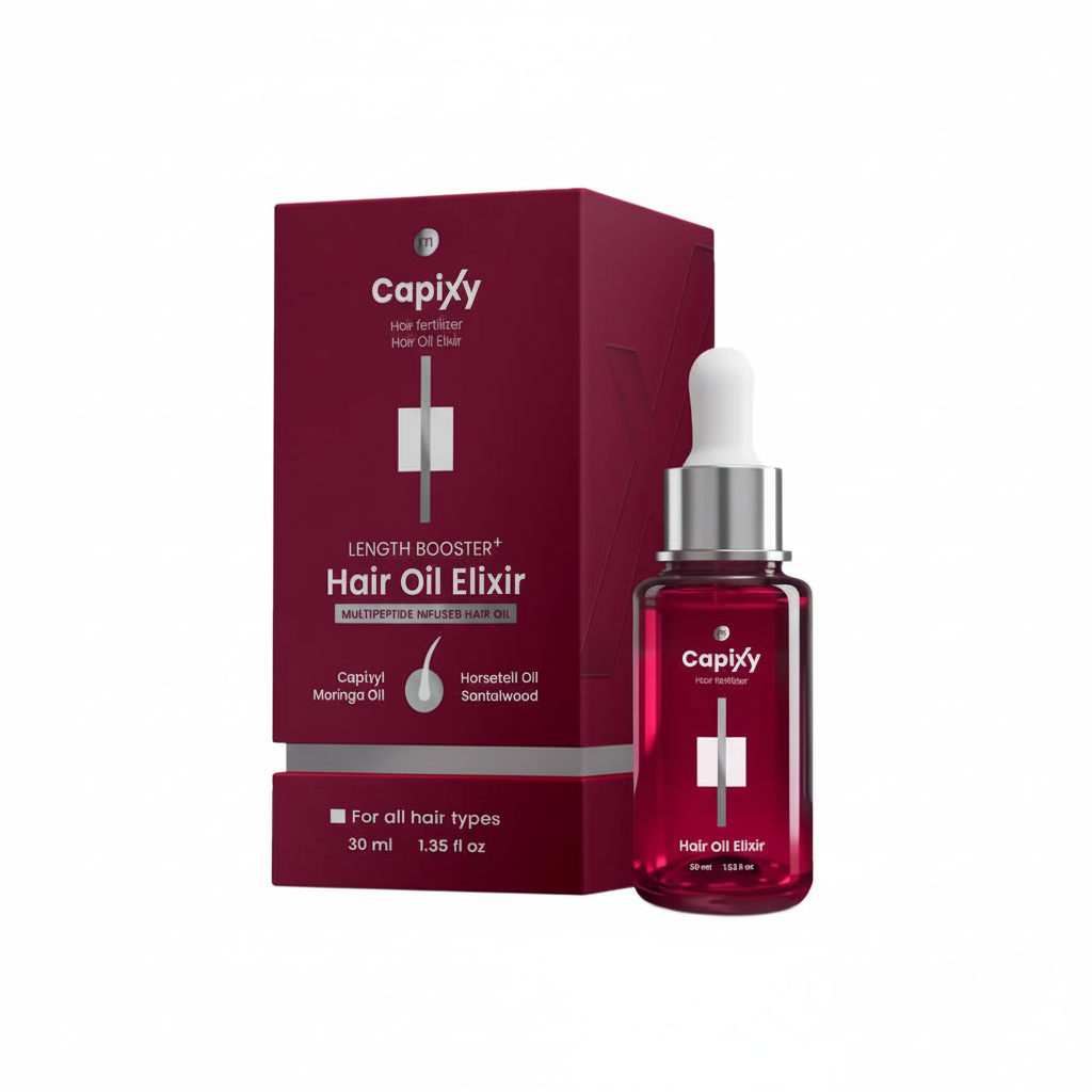 Capixy Hair Oil Elixir with pure white background