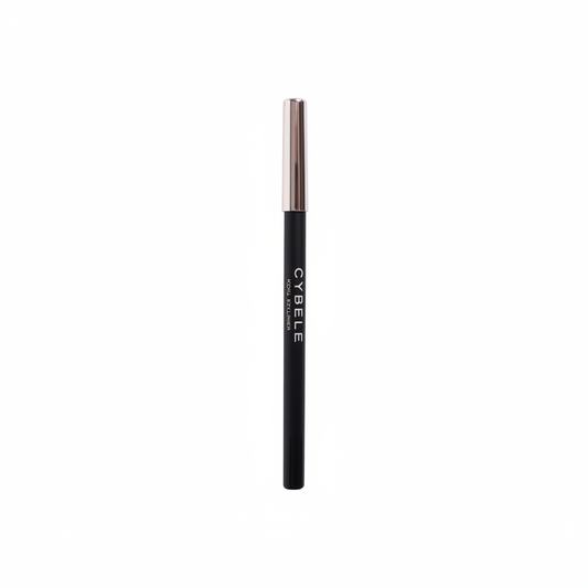 Cybele black kohl eyeliner pencil with silver tip on white background