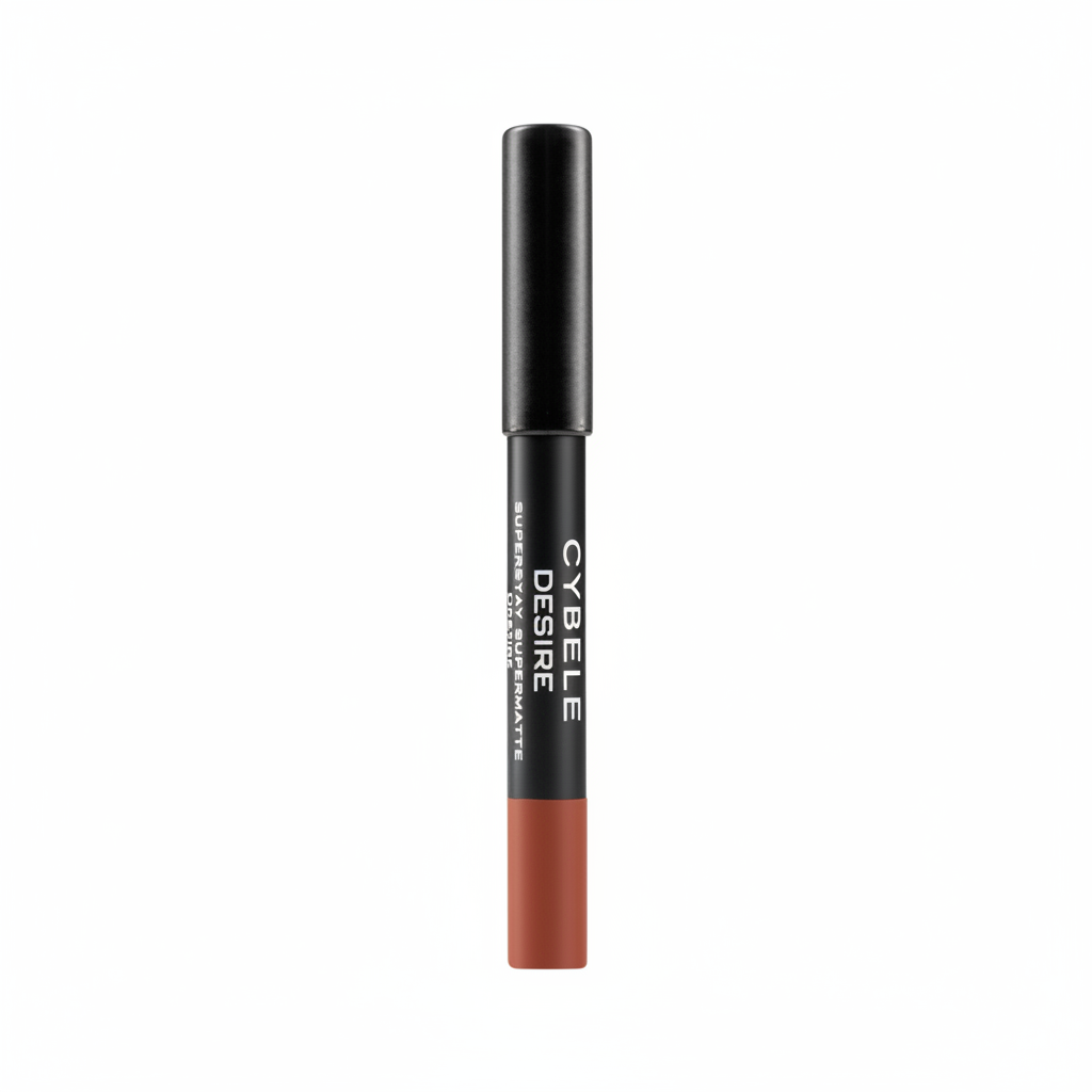 Cybele Desire Superstay Lip Crayon Warm Brick Terracotta Nude Capped White Background