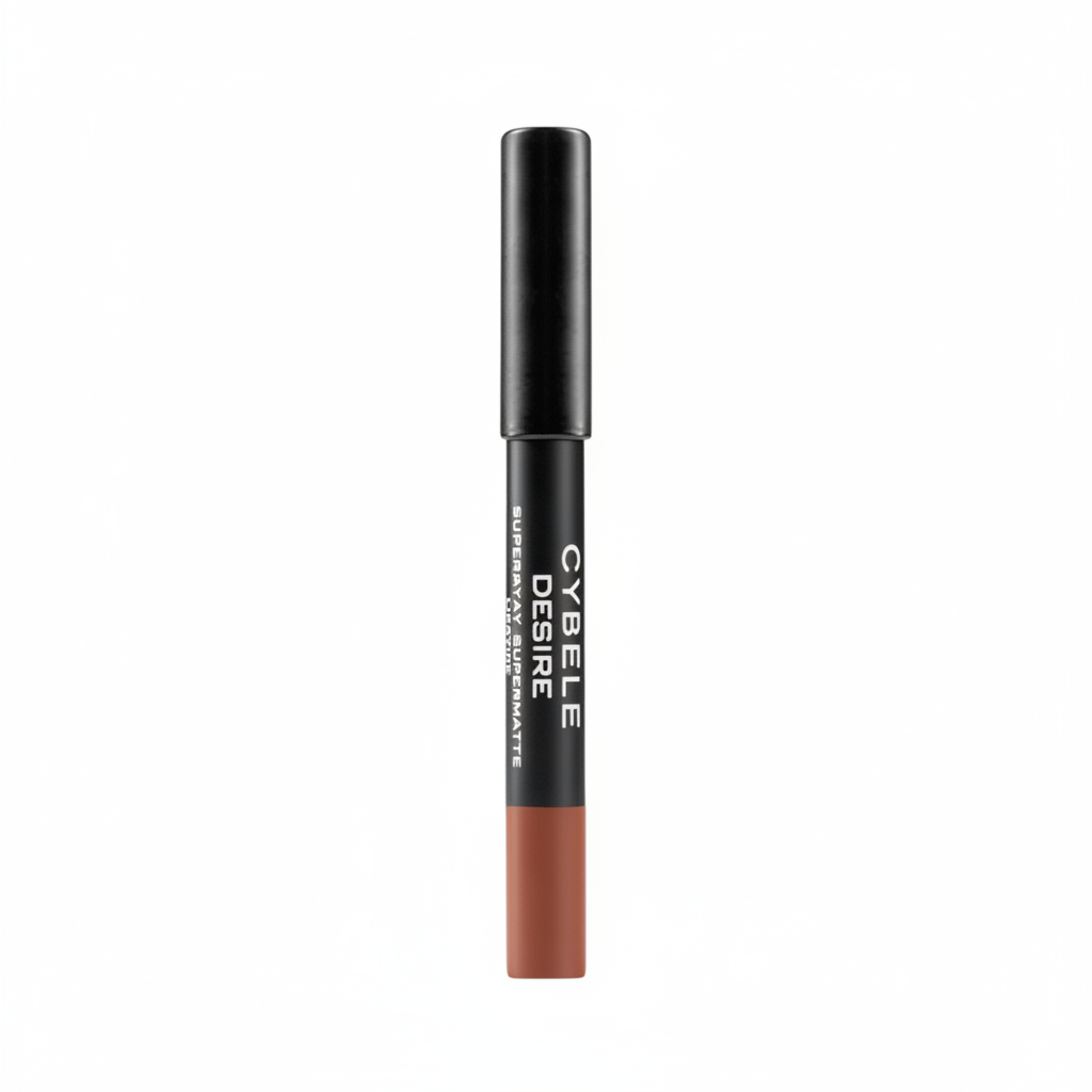 Cybele Desire Superstay Lip Crayon Warm Terracotta Brown Nude Capped White Background
