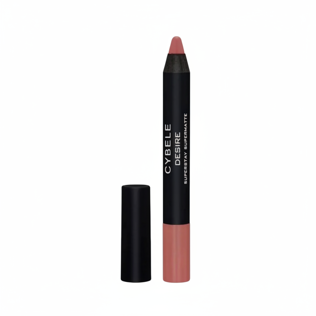 Cybele Desire Superstay Supermatte Lip Crayon Soft Peachy Nude Pink White Background