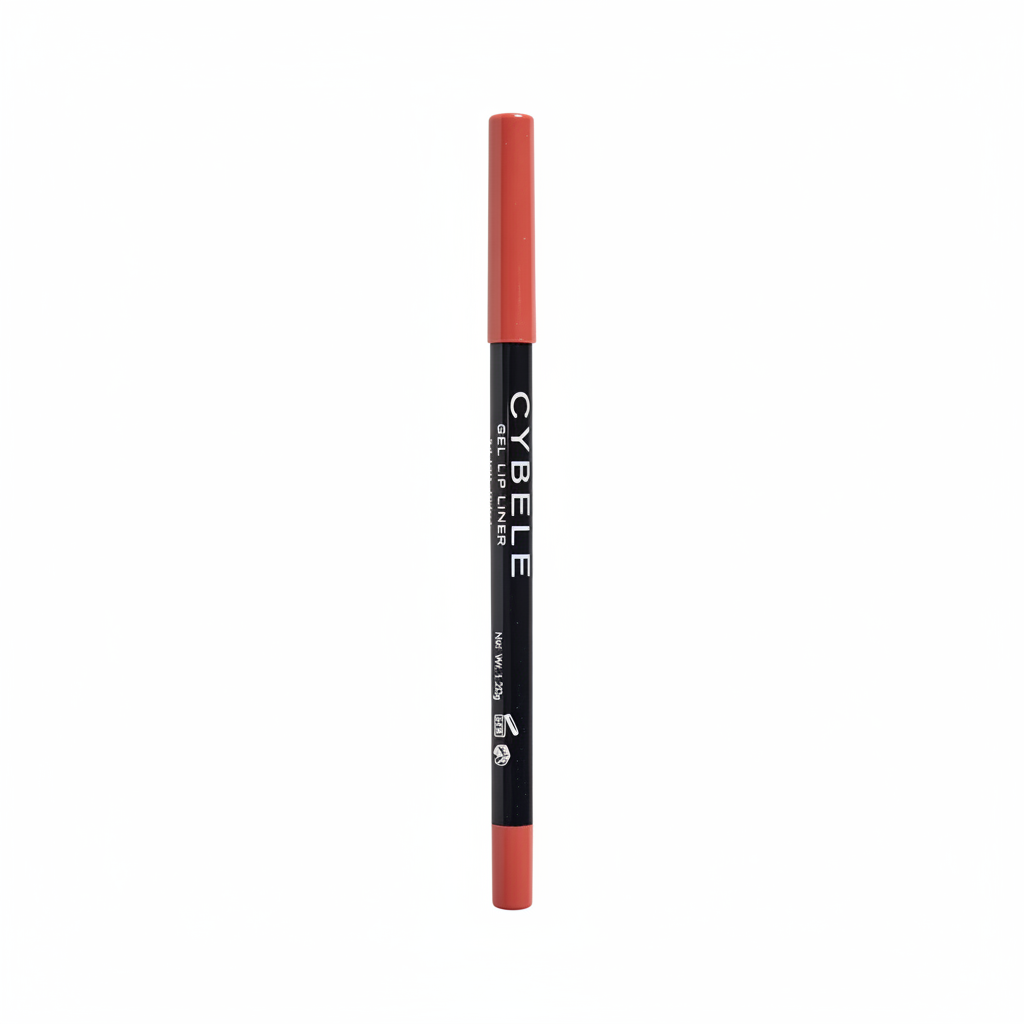Cybele Gel Lip Liner Warm Coral Terracotta Orange Red White Background