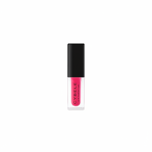 Cybele hot pink fuchsia liquid lip color in clear bottle with black cap