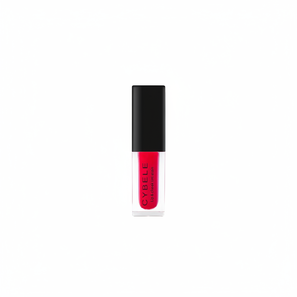 Cybele Lip Cheek Tint Stain Vivid Deep Crimson Red White Background