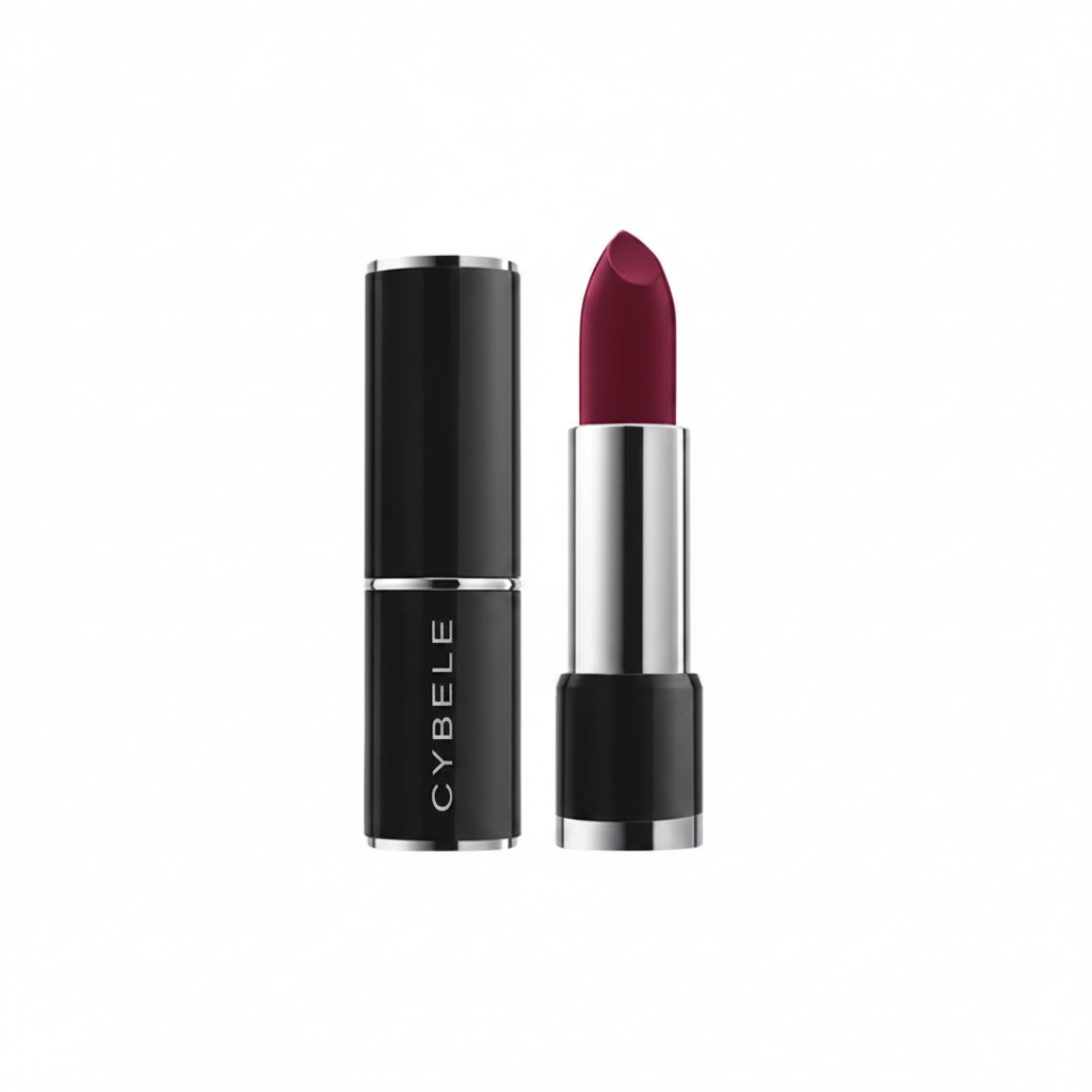 Cybele Matte Lipstick Deep Berry Plum Purple White Background