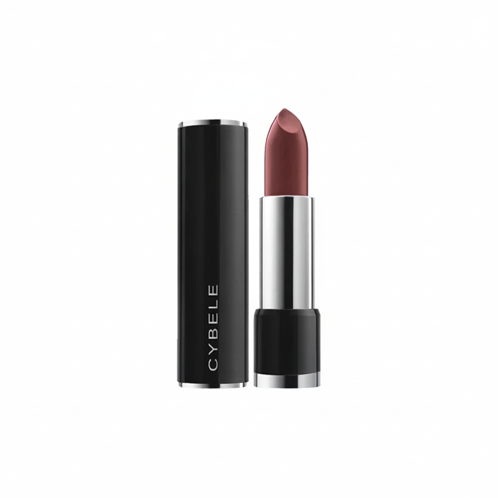 Cybele Matte Lipstick Deep Burgundy Brown Black Case White Background