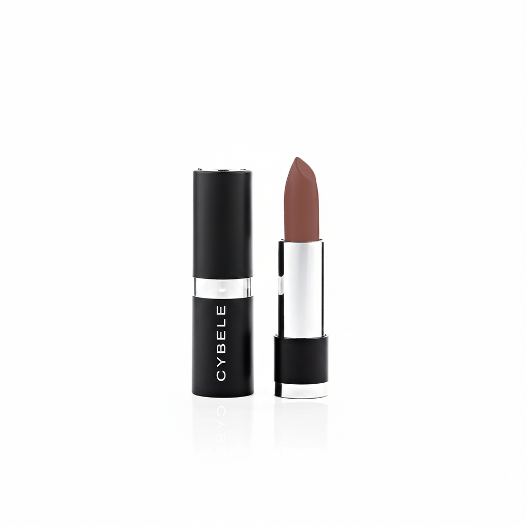 Cybele Matte Lipstick Deep Mocha Brown Nude White Background