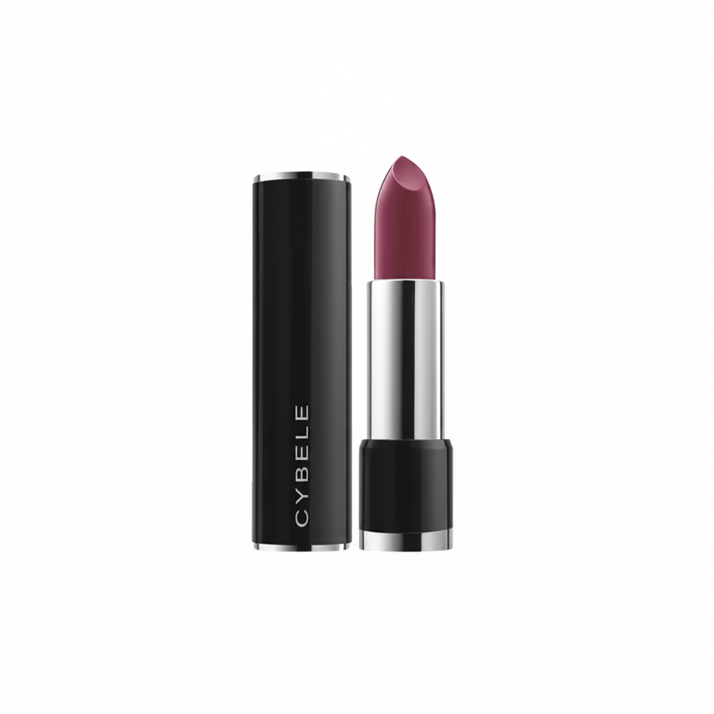 Cybele Matte Lipstick Deep Plum Berry Black Case White Background