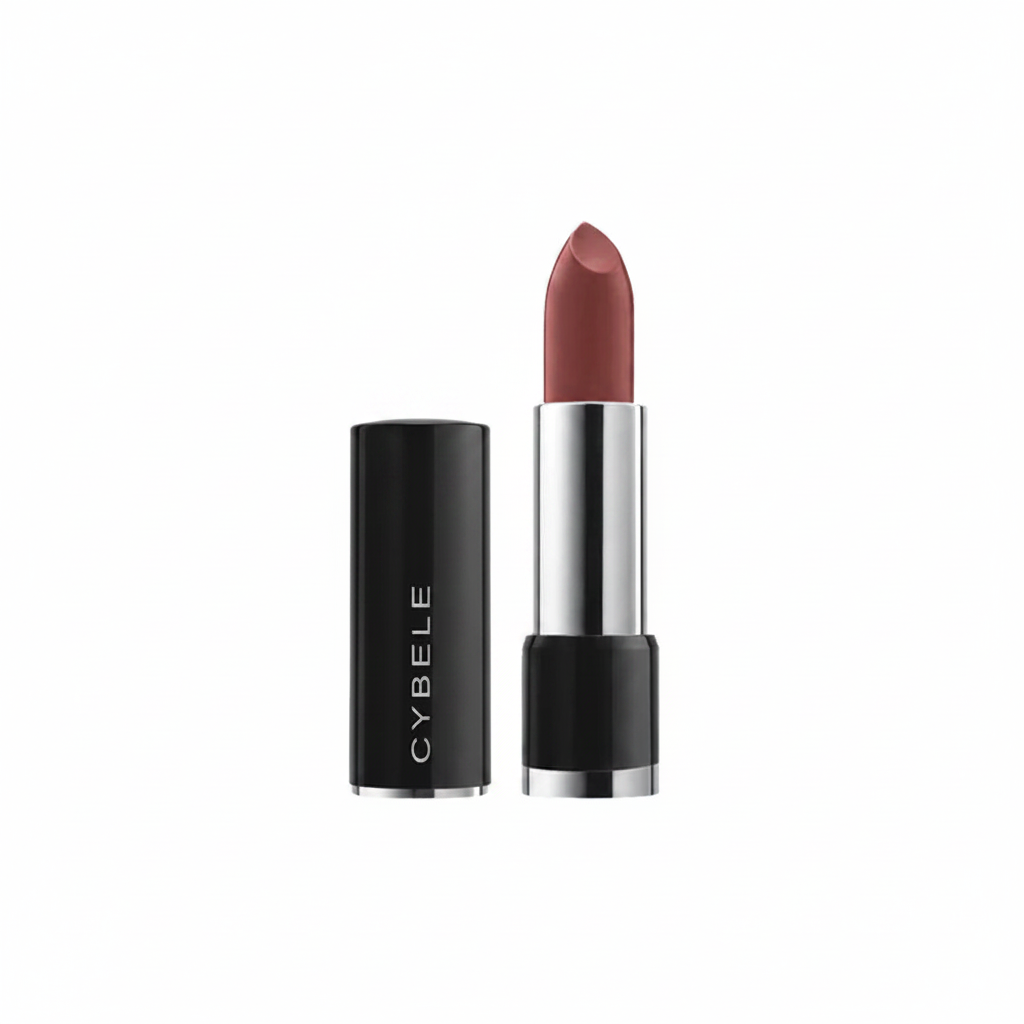 Cybele Matte Lipstick Deep Rose Brown Black Case White Background