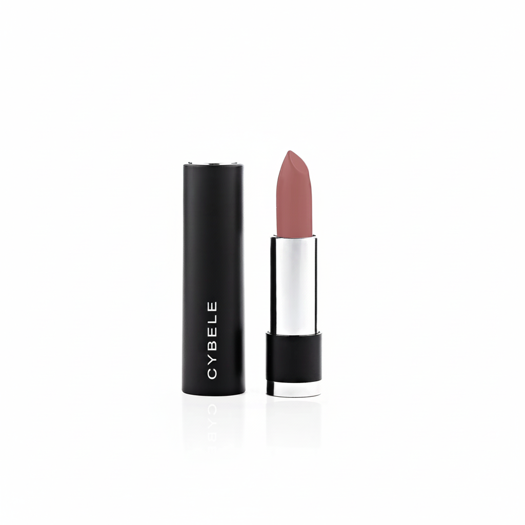 Cybele Matte Lipstick Soft Dusty Rose Pink White Background