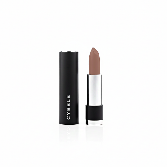 Cybele Matte Lipstick Warm Nude Taupe Brown White Background