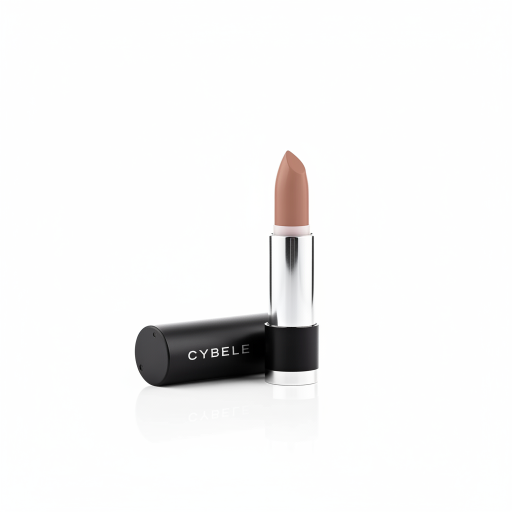 Cybele Matte Lipstick Warm Sandy Beige Nude White Background