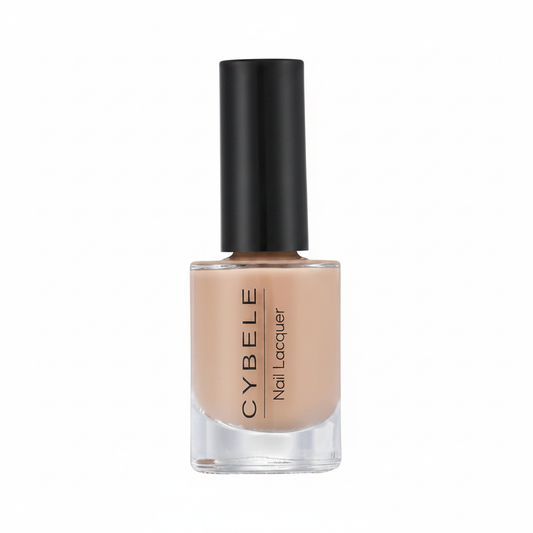 Cybele nail lacquer in nude beige polish square bottle on white background