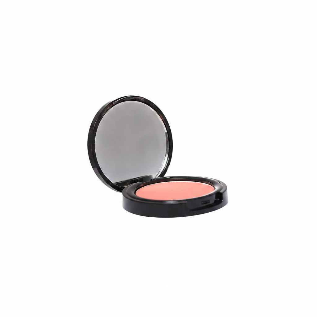 Cybele Pressed Blush Compact Warm Coral Salmon Pink White Background