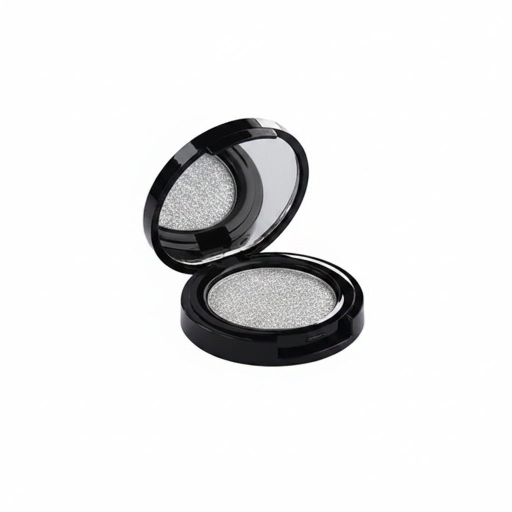 Cybele silver glitter eyeshadow single pan on white background