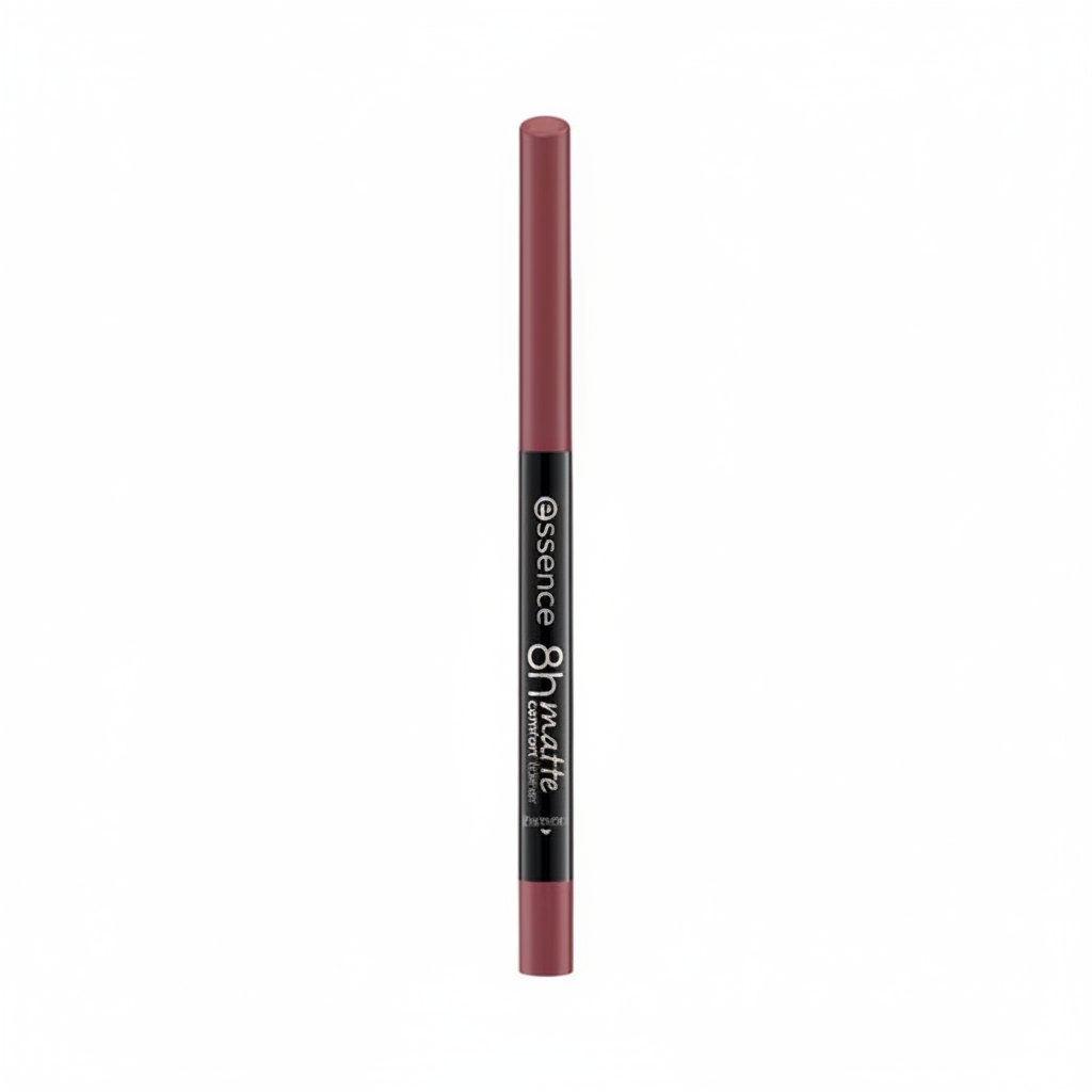 Essence 8H matte comfort lip liner in dusty mauve rose shade on white background