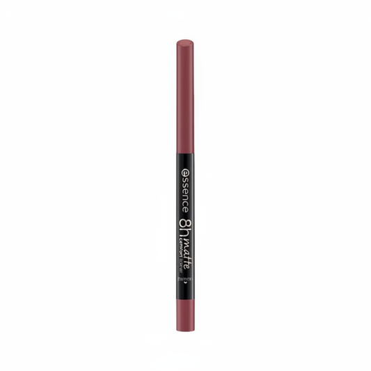 Essence 8H matte comfort lip liner in dusty mauve rose shade on white background