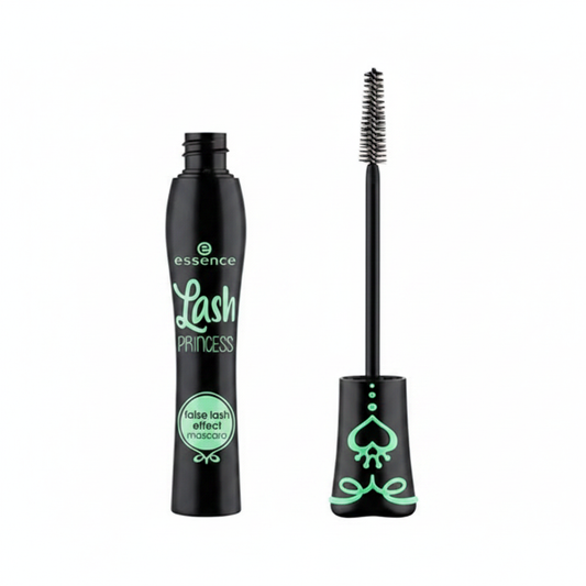 Essence Lash Princess false lash effect mascara with mint green accents and wand on white background