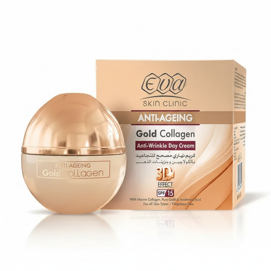 Eva Gold Collagen Day Cream SPF 15 with pure white background