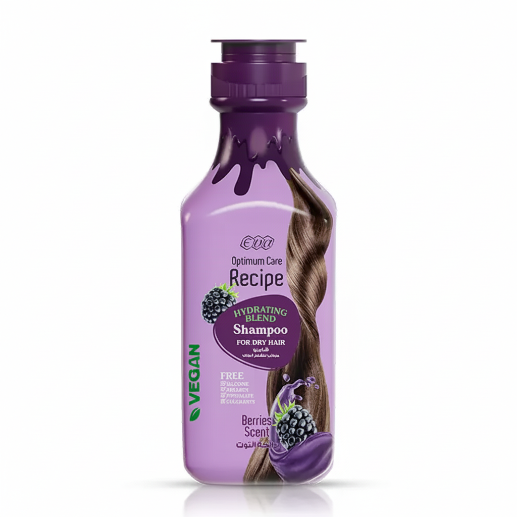 Eva Optimum Care hydrating blend shampoo for dry hair berries scent vegan