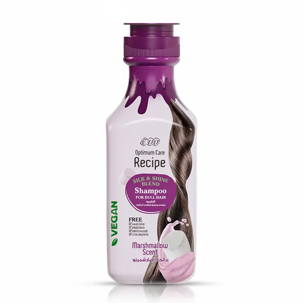 Eva Optimum Care Recipe silk and shine shampoo for dull hair marshmallow scent vegan