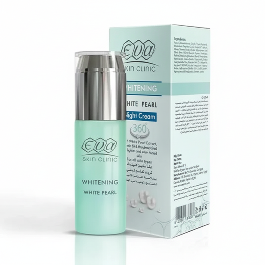 Eva White Pearl Night Cream with pure white background