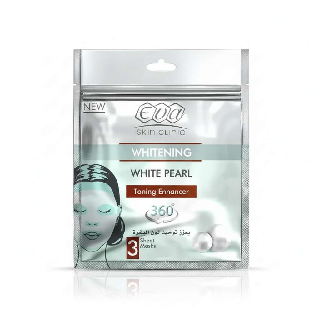Eva White Pearl Sheet Masks with pure white background