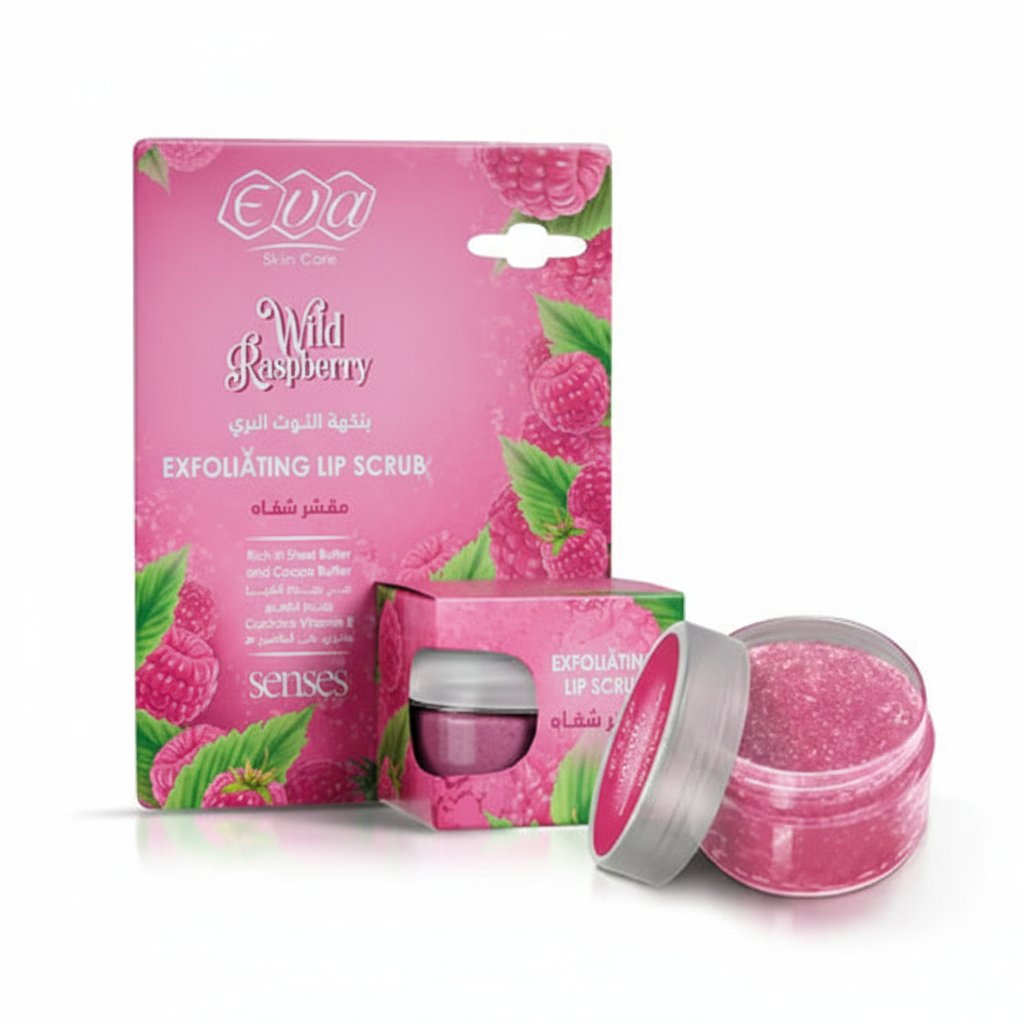 Eva Wild Raspberry Exfoliating Lip Scrub for smooth soft lips


