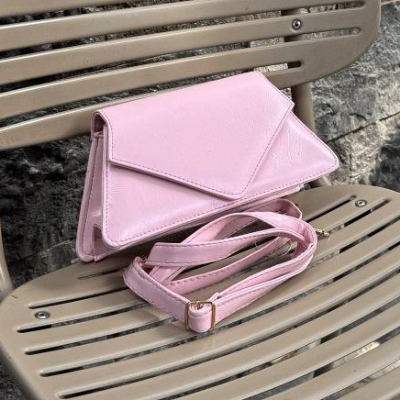 Geometric Flap Crossbody Bag Pink Adjustable Shoulder Strap 24x14cm