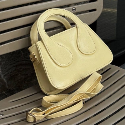 Mini Structured Crossbody Bag Lemon Yellow Gold Hardware 23x14cm