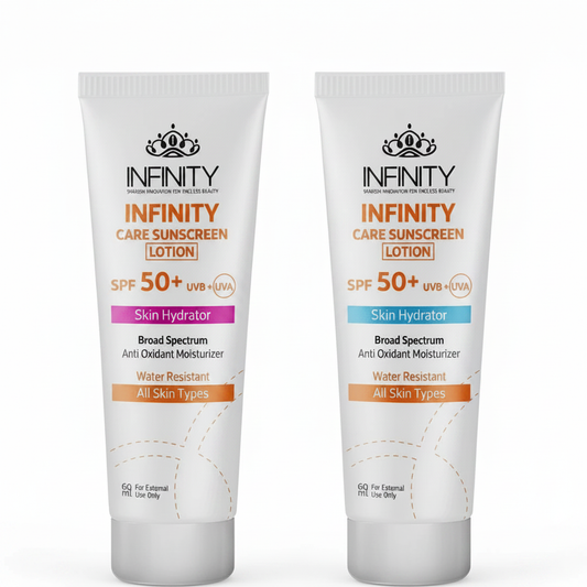 Infinity Care Sunscreen Lotion Skin Hydrator SPF 50 Duo Crisp White Background SEO Ready