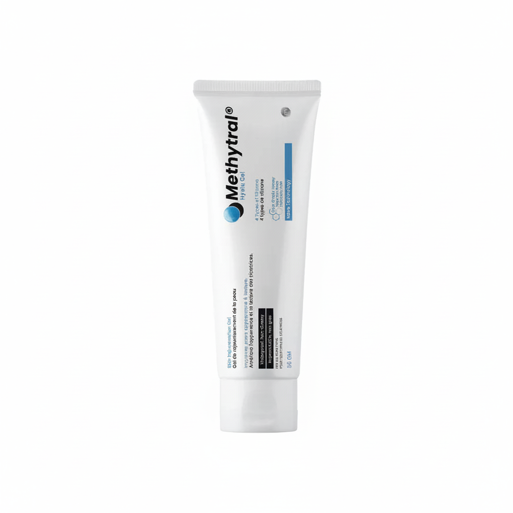 Methyltral Hyalu Gel with pure white background
