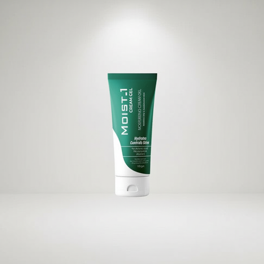 Tube of MOIST1 cream gel on a white background