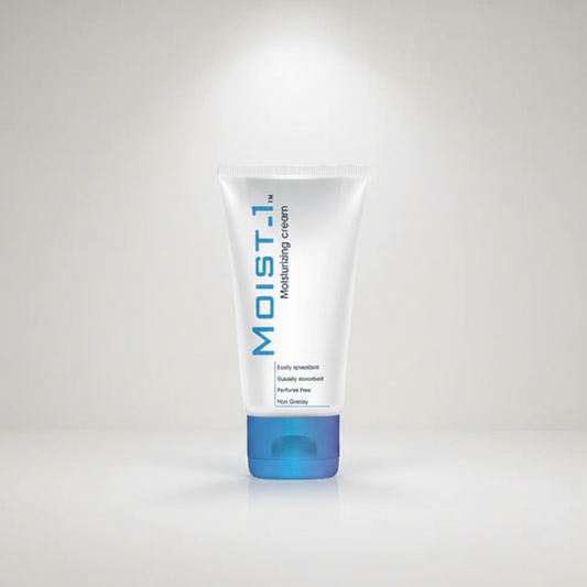 Tube of MOIST-1 moisturizing cream on a white background