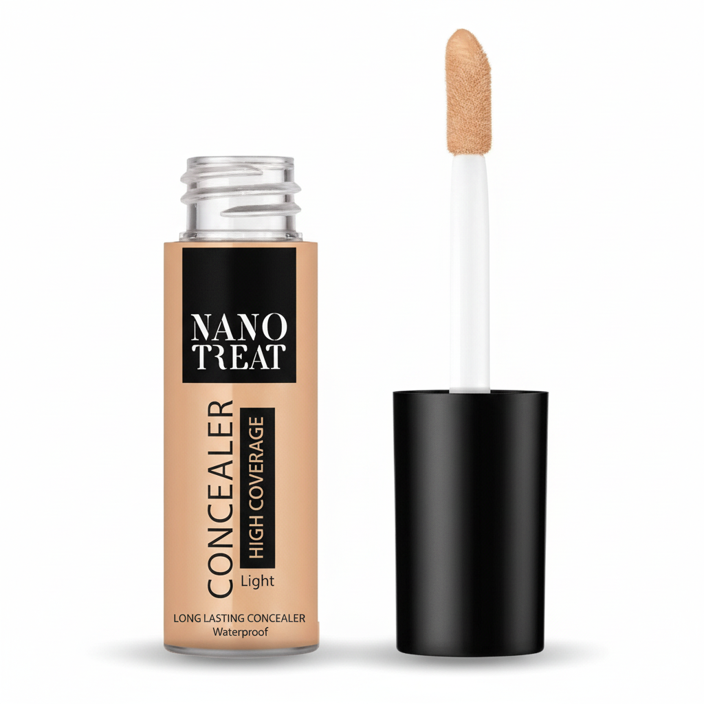 Nano Treat concealer with applicator on a white background